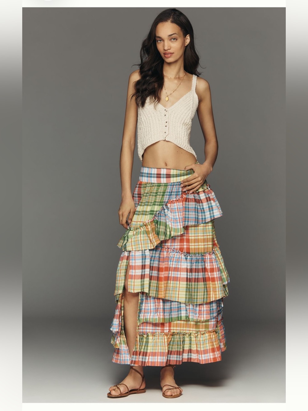 NWT Anthropologie Pilcro Plaid Petticoat Maxi Skirt